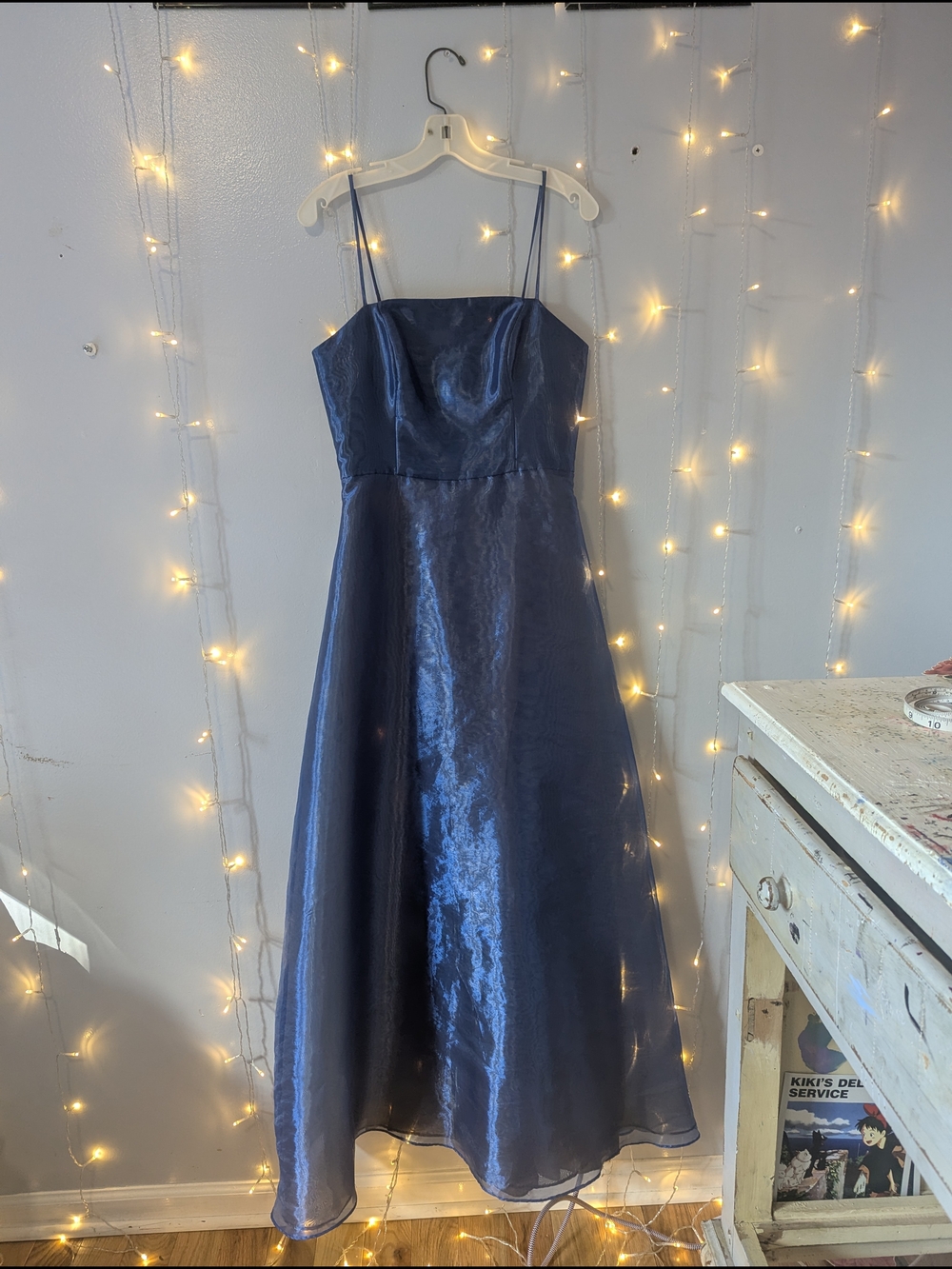 Recollections Blue and Brown Contrast Satin Dress